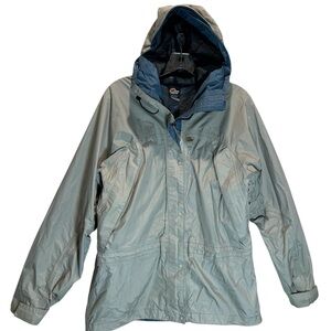 Lowe Alpine Triplepoint Women’s Gray Blue Hooded Waterproof Rain Jacket - Medium